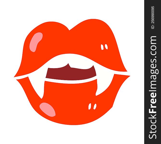 Flat Color Illustration Cartoon Vampire Mouth