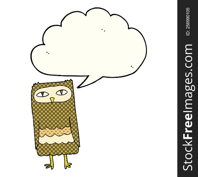 freehand drawn comic book speech bubble cartoon owl