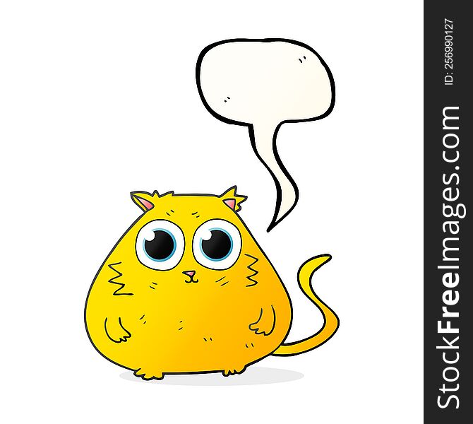 Speech Bubble Cartoon Cat With Big Pretty Eyes