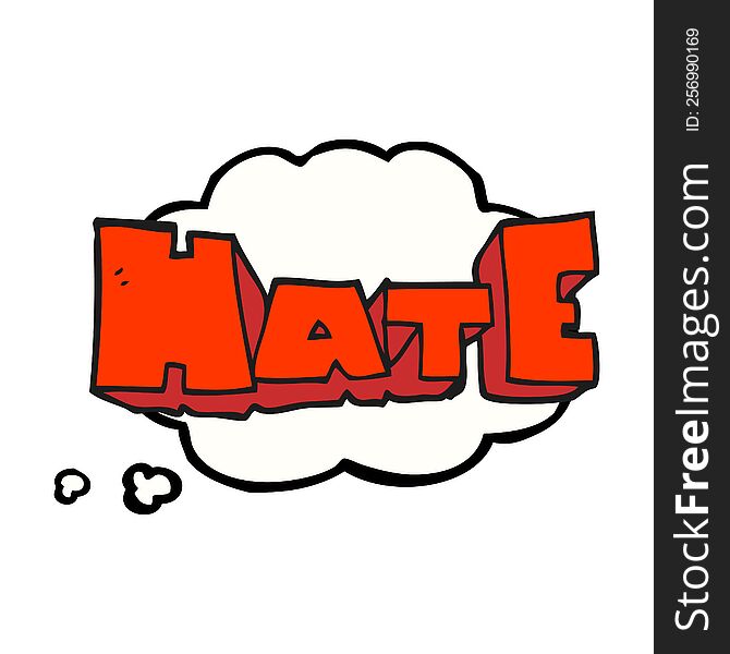 freehand drawn thought bubble cartoon word Hate