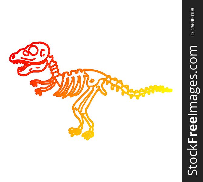 Warm Gradient Line Drawing Cartoon Dinosaur Bones