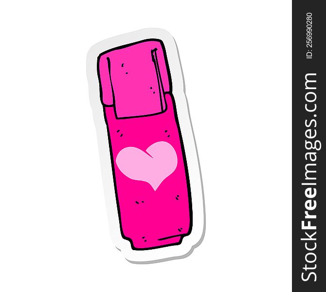 Sticker Of A Cartoon Pink Felt Tip Pen