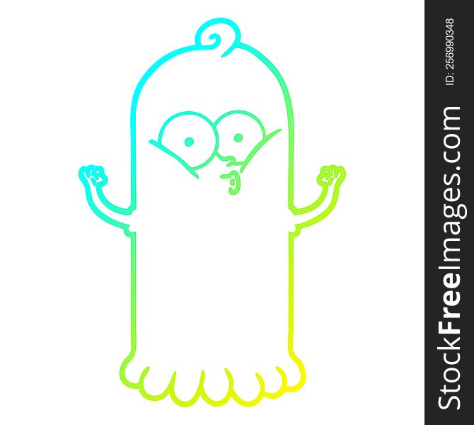 Cold Gradient Line Drawing Cartoon Ghost