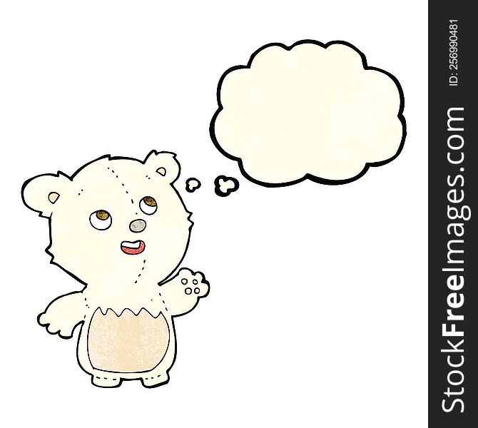 Cartoon Happy Little Teddy Polar Bear With Thought Bubble