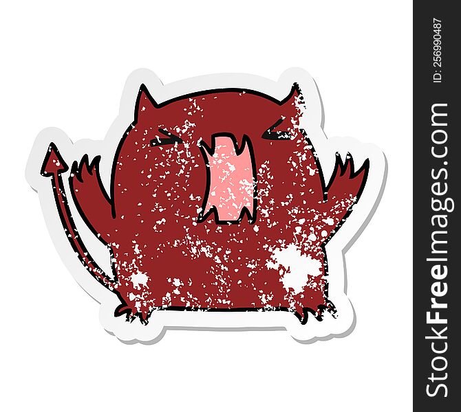 Distressed Sticker Cartoon Of A Cute Kawaii Devil