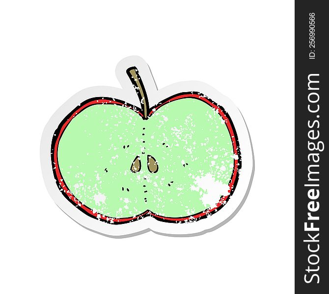 retro distressed sticker of a cartoon sliced apple
