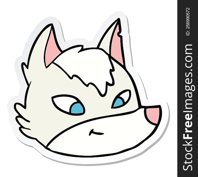 Sticker Of A Cartoon Wolf Face