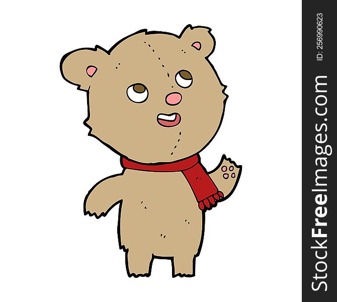 Cartoon Teddy Bear Wearing Scarf