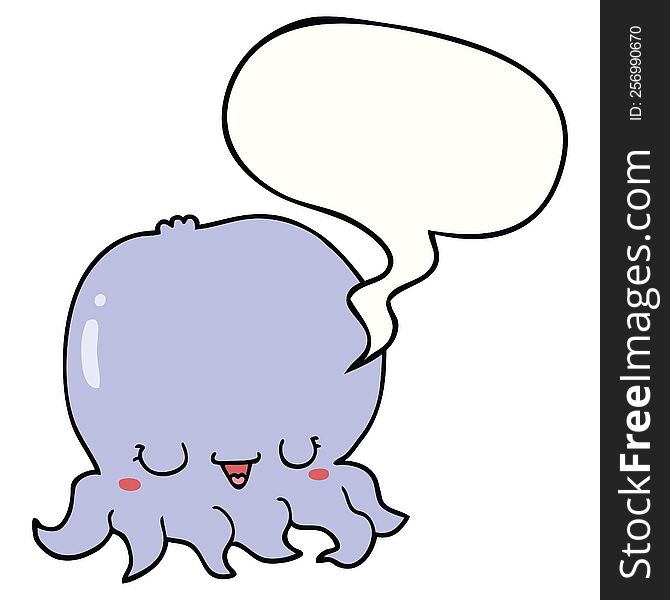 Cartoon Jellyfish And Speech Bubble