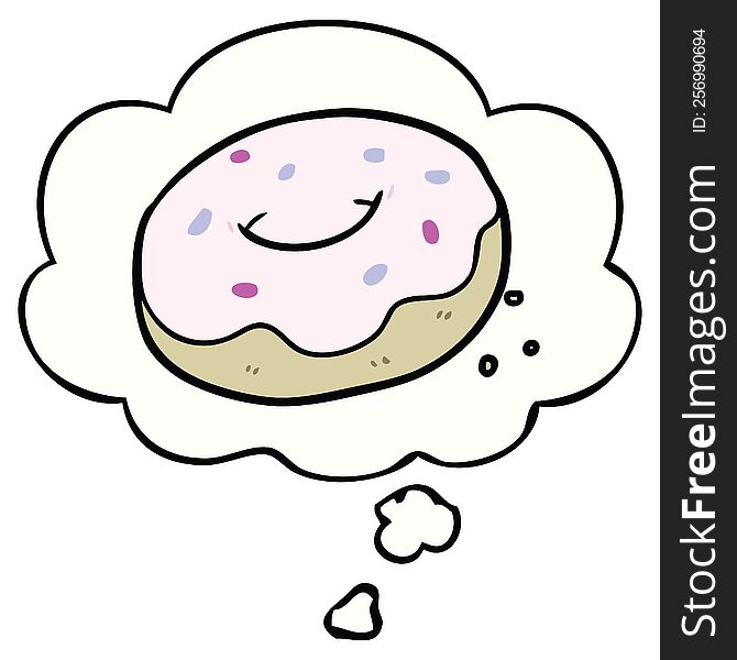 cartoon donut with thought bubble. cartoon donut with thought bubble