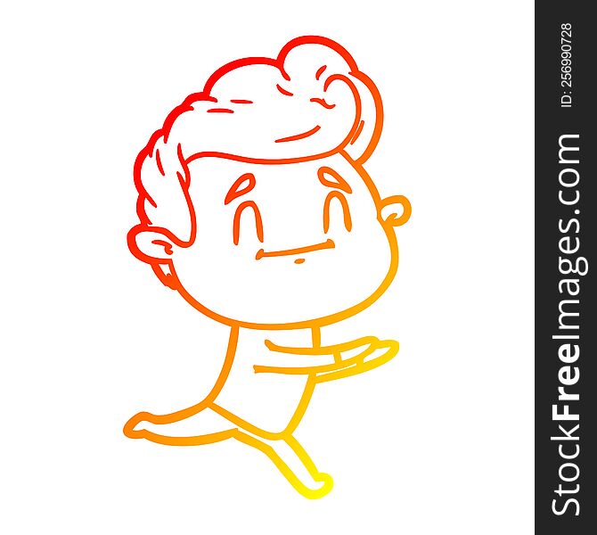 Warm Gradient Line Drawing Running Cartoon Man