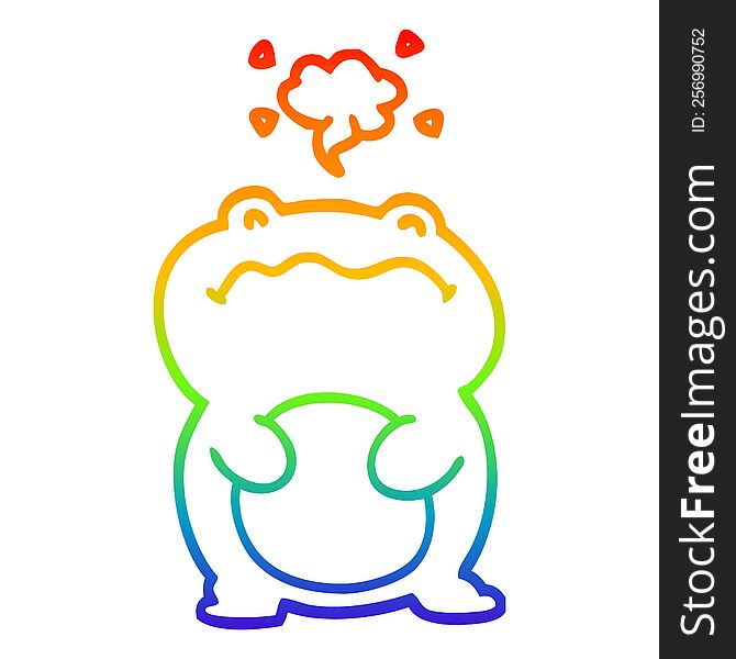rainbow gradient line drawing of a cartoon frog