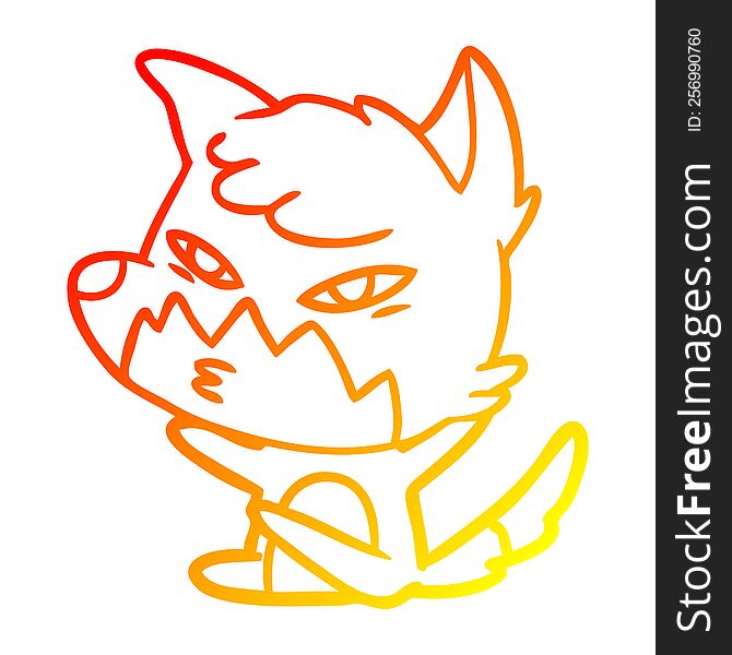 warm gradient line drawing of a clever cartoon fox