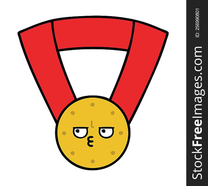 cute cartoon of a gold medal. cute cartoon of a gold medal