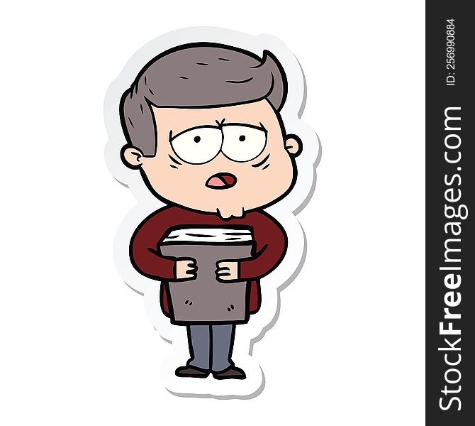 sticker of a cartoon tired man