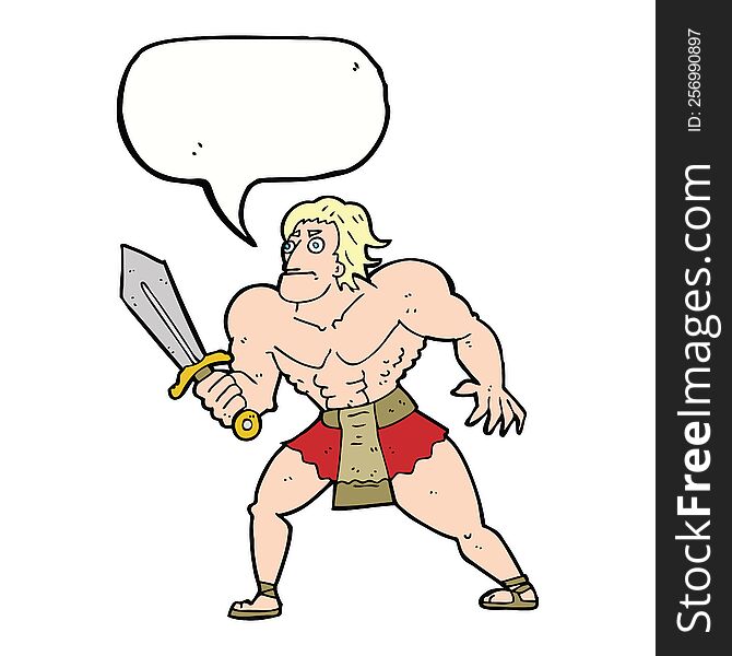 Cartoon Fantasy Hero Man With Speech Bubble