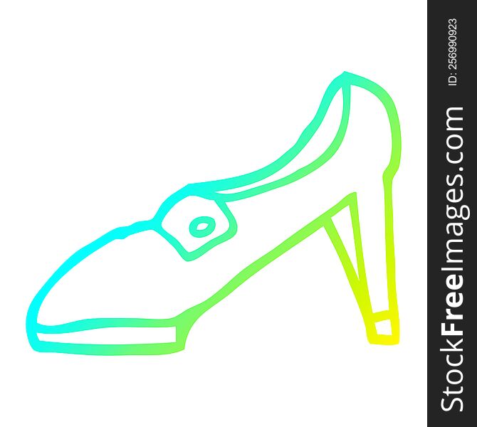 cold gradient line drawing of a cartoon red shoe