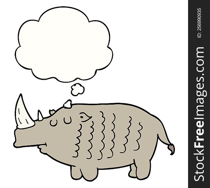cartoon rhinoceros with thought bubble. cartoon rhinoceros with thought bubble