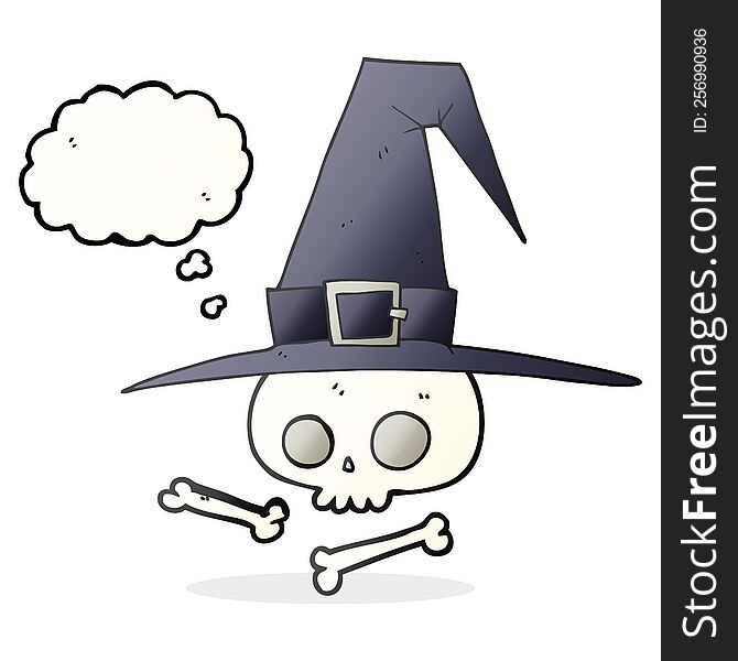 Thought Bubble Cartoon Witch Hat With Skull