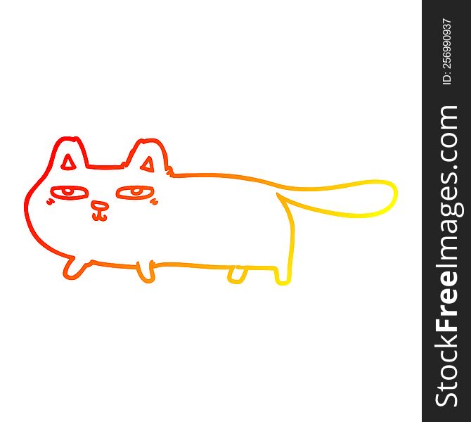 warm gradient line drawing of a cartoon sly cat