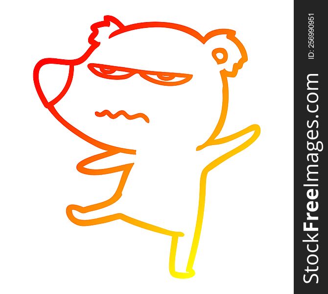 Warm Gradient Line Drawing Annoyed Bear Cartoon Pointing