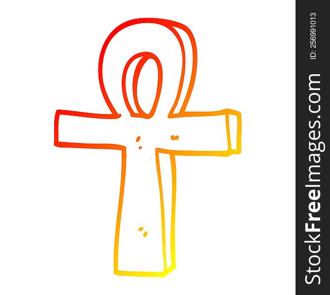 warm gradient line drawing of a cartoon of an ankh
