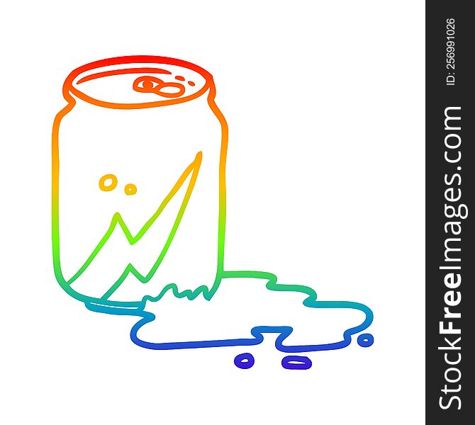 rainbow gradient line drawing of a can of soda