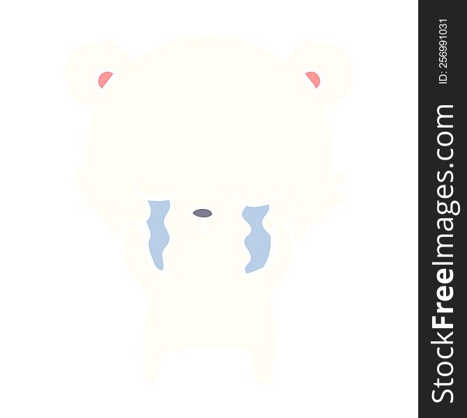 crying flat color style cartoon polarbear