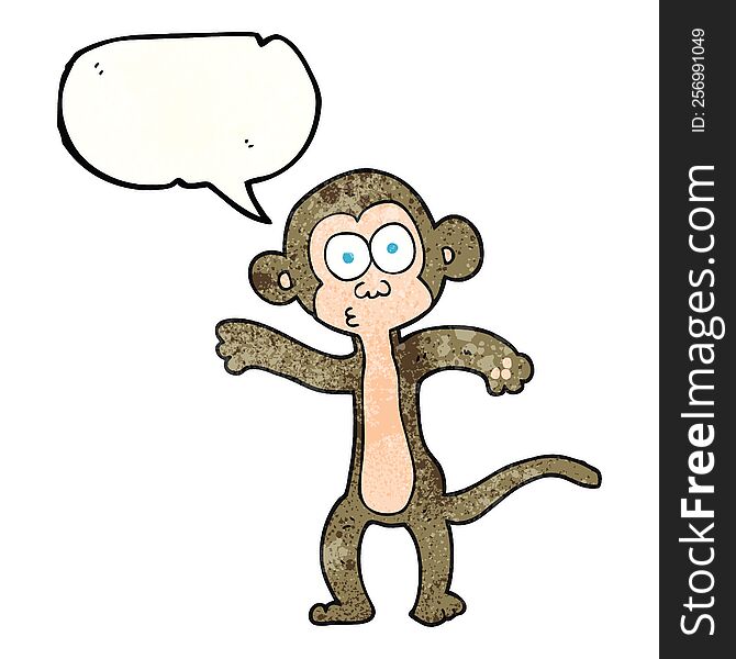 Speech Bubble Textured Cartoon Monkey