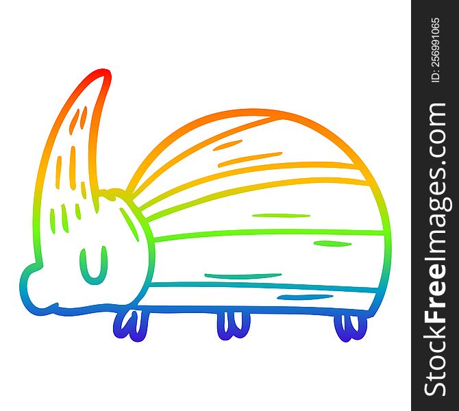 Rainbow Gradient Line Drawing Giant Beetle Cartoon
