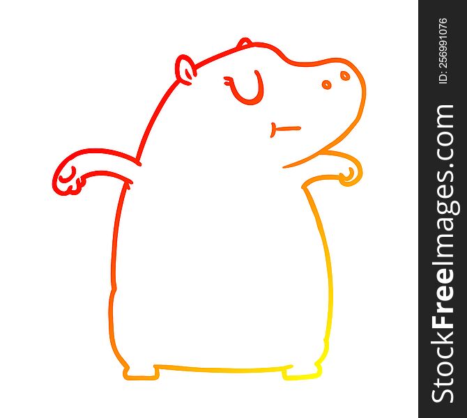 warm gradient line drawing of a cartoon hippo