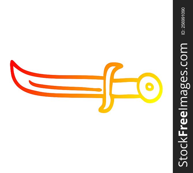 warm gradient line drawing of a cartoon golden dagger
