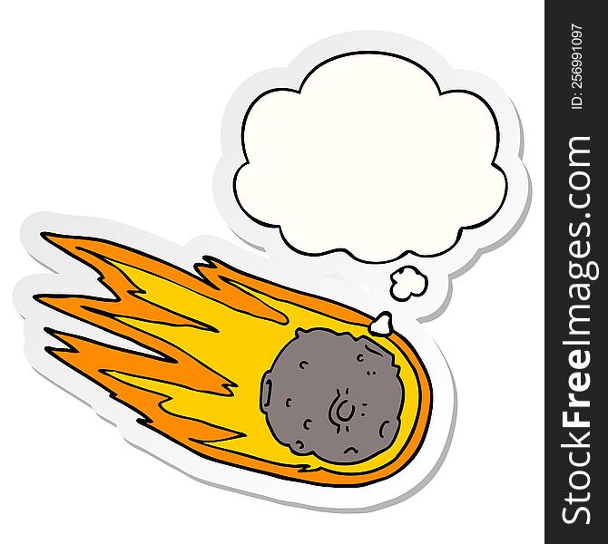 cartoon comet with thought bubble as a printed sticker