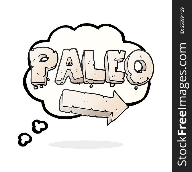 Thought Bubble Cartoon Paleo Diet Pointing Arrow