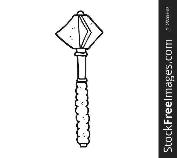 Black And White Cartoon Medieval Mace