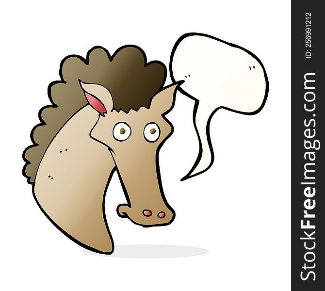 Cartoon Horse Head With Speech Bubble