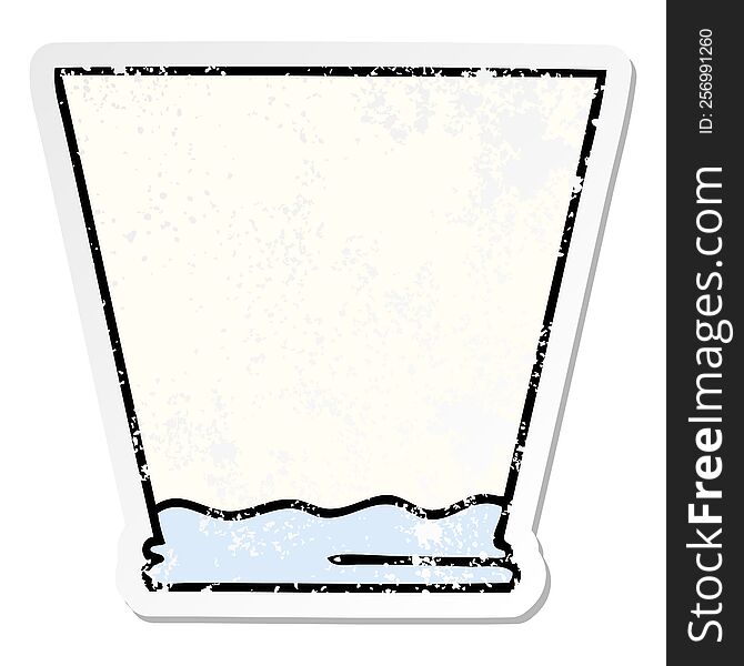 distressed sticker of a quirky hand drawn cartoon drinks tumbler