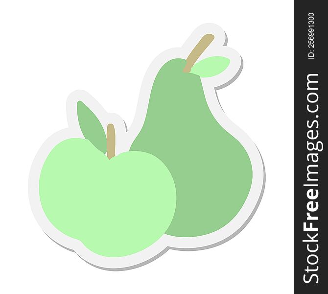 an apple and a pear sticker