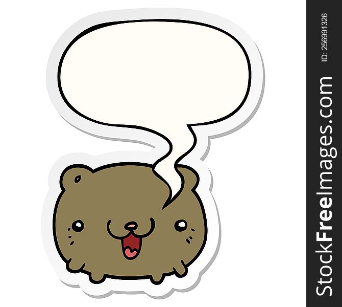 Funny Cartoon Bear And Speech Bubble Sticker