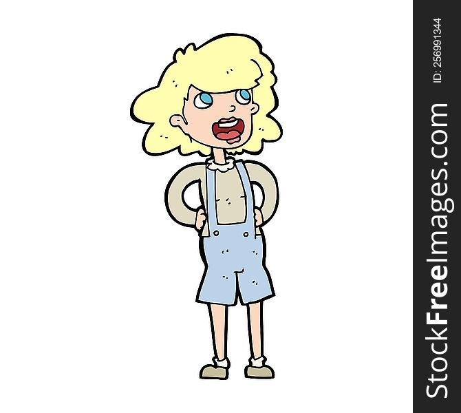 Cartoon Woma In Dungarees