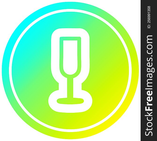 champagne flute circular icon with cool gradient finish. champagne flute circular icon with cool gradient finish