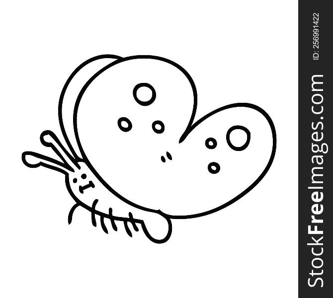 Quirky Line Drawing Cartoon Butterfly