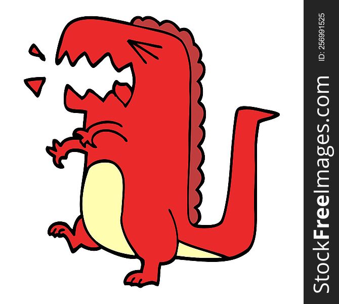 cartoon doodle roaring dinosaur