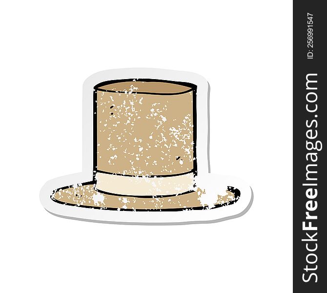 Retro Distressed Sticker Of A Cartoon Old Top Hat