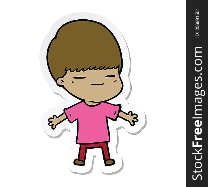 Sticker Of A Cartoon Smug Boy