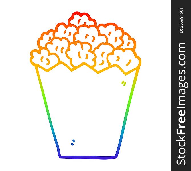 Rainbow Gradient Line Drawing Cartoon Popcorn