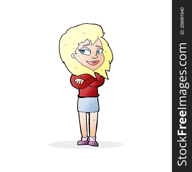 cartoon woman with crossed arms