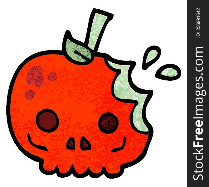 grunge textured illustration cartoon red poison apple