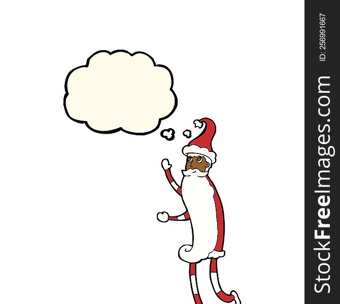 Cartoon Skinny Santa With Thought Bubble
