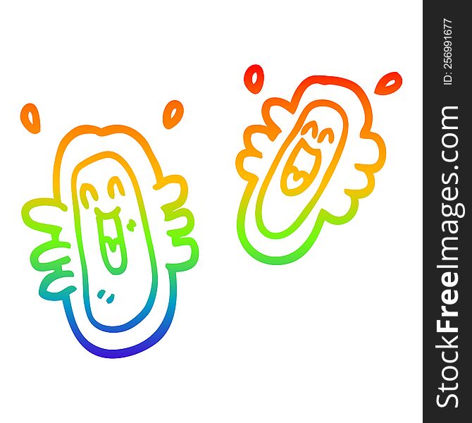 Rainbow Gradient Line Drawing Cartoon Blood Cells